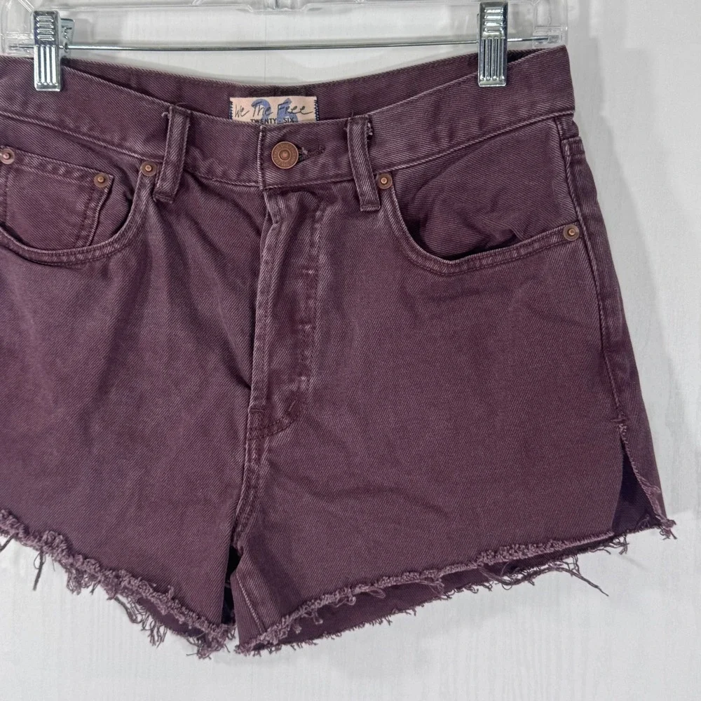 We The Free Twenty Six Cut Off Denim Shorts Button Fly Size 26 Purple‎